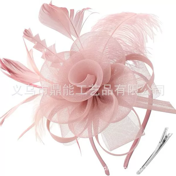 Cross-border bestseller vintage mesh feather headpiece European and American hair accessory for balls, banquets, and horse racing events