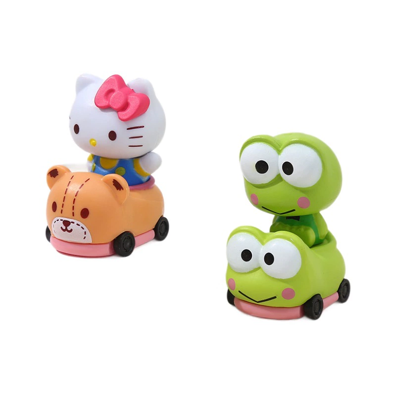 Toy figures (Sanrio style) 10‑piece pull‑back car set, assorted kawaii characters