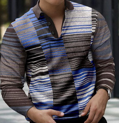 Comercio exterior transfronterizo primavera nuevos hombres de manga larga con botones POLO camisa hombres europeos y americanos moda casual top hombres