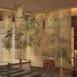 新中式古典竹叶卷帘茶室窗帘遮光帘会所软隔断半透遮阳窗帘遮阳帘