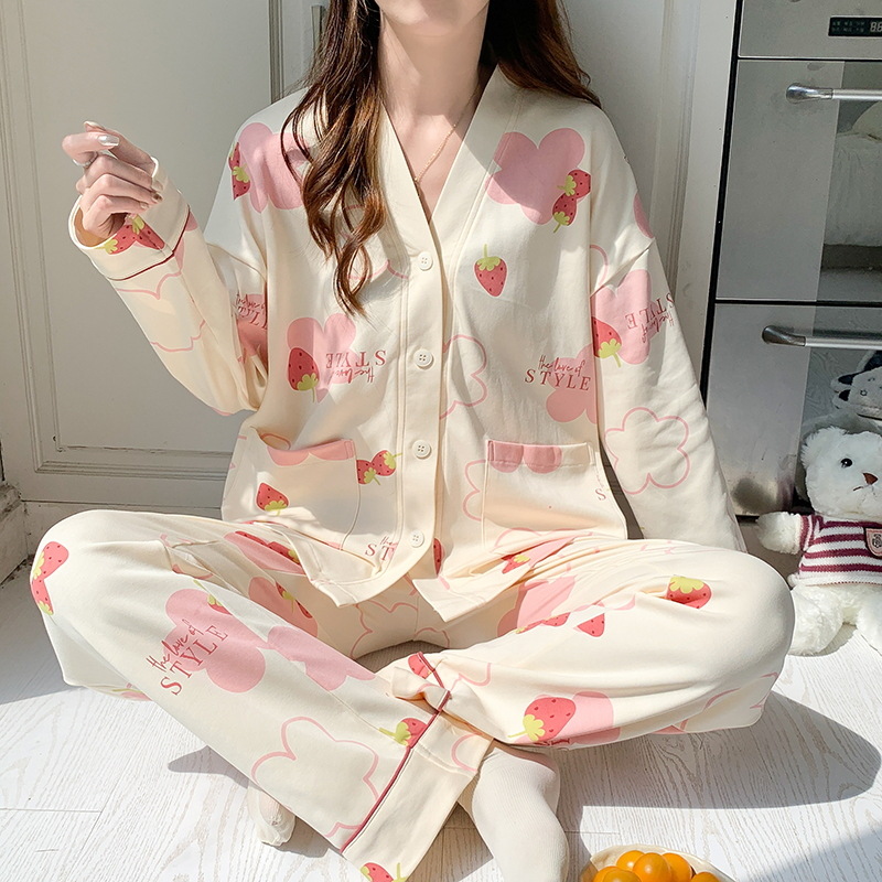 Pijamas kimono de primavera y otoño para niñas pantalones de manga larga cardigan para Niñas Ropa Para el hogar pijamas de algodón de dibujos animados lindos