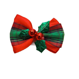 Christmas Tree Bow Hairpin Head Flower Decoration Accessories Garland DIY Plush Doll Supplies Pendant Without Bell