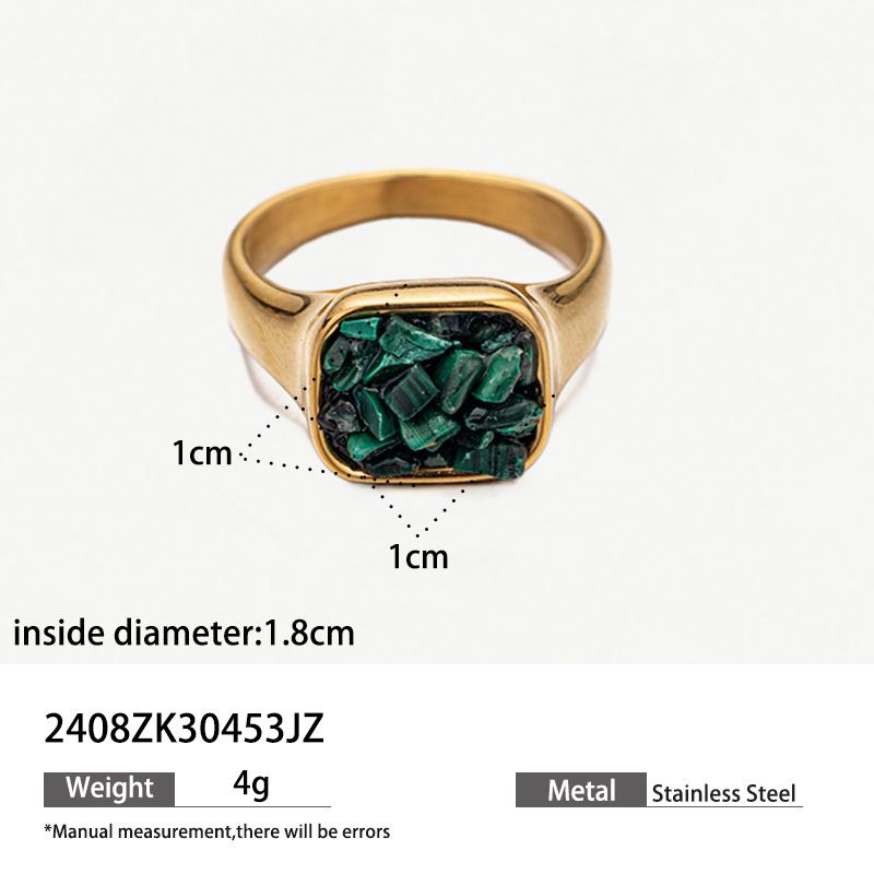 Anillo de acero de titanio de 18 quilates de oro triturado de piedra natural irregular en acero inoxidable de alta calidad joyas de moda transfronterizas
