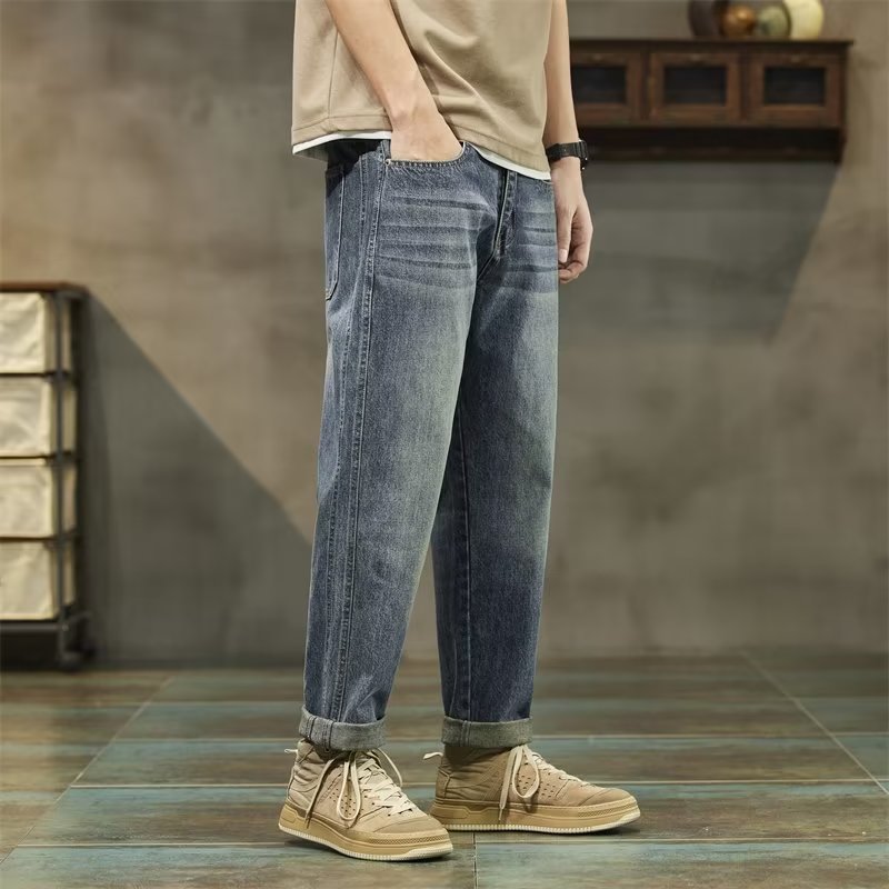 2024 primavera y otoño pantalones de estilo vibe americano ins High Street Street jeans pantalones casuales rectos sueltos para niños