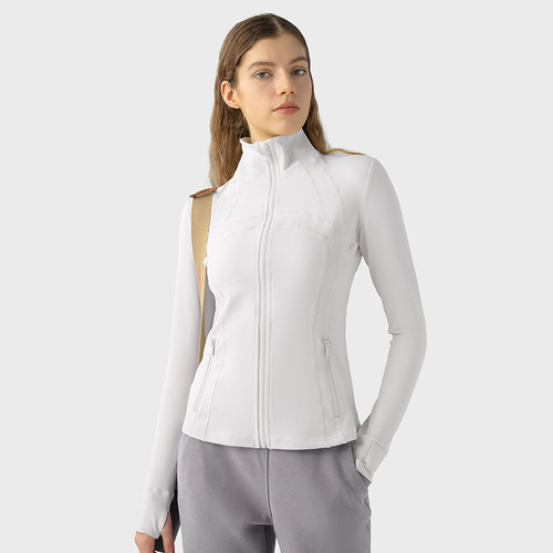 A drop-shipping new fitness jacket for women, slim stretch sports jacket, zipper running yoga wear, long-sleeved top