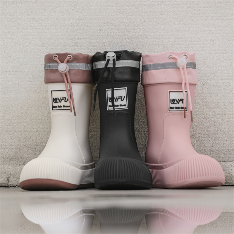 Children's Rain Boots for Boys and Girls Special for Primary School Students CUHK Children's Rain Boots fleece-lined Waterproof Anti-Slip Rubber Shoes Water Shoes