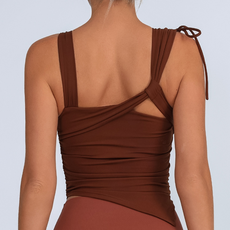 Yoga de un solo hombro chaleco con pectoral de acondicionamiento físico transfronterizo chaleco deportivo sin mangas para mujeres