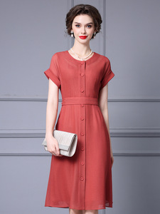 Single breasted waistband tie up raglan sleeve skirt
