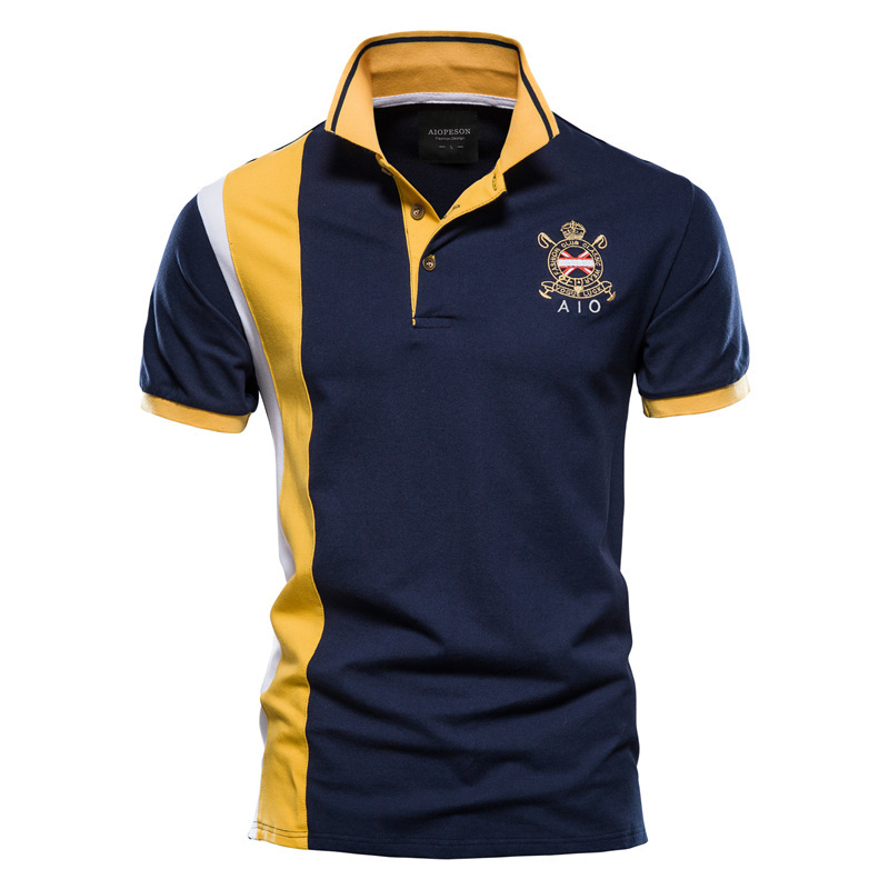 Summer Lapel Sports Men's Pure Cotton Polo Shirt Casual Men's Embroidered Short-Sleeved T-Shirt Cotton Shirt Collar