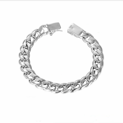 European and American Trend Fashion Exquisite Silver Jewelry Factory Wholesale Personalized Men's Double Color Side Fastener Bracelet