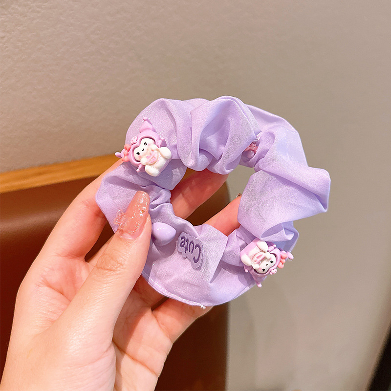 Anillo de cabello para niñas coreanos niños adornos de cabello cuerdas lindos Kuromi malla de verano anillo de cabello bolas de cabello