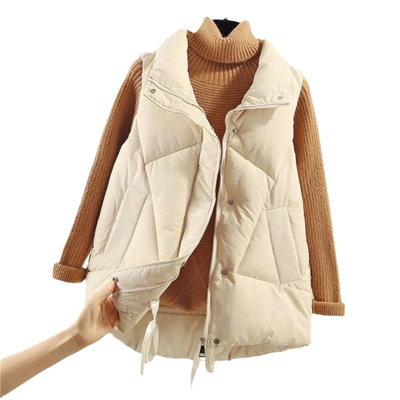 Chaleco de algodón para mujer, nuevo chaleco de moda para otoño e invierno 2025, talla grande, chaleco chaqueta elegante y versátil.