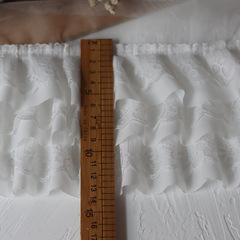 1米 黑白色三層雪紡蕾絲百褶皺裙擺袖口娃衣裙子加長裙邊布料輔料