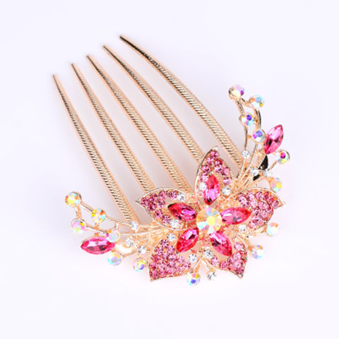 Peine de inserción de diamante de aleación Peine de pelo de estilo coreano rizador de pelo de las mujeres flequillo peine cabeza de bola peine de pelo peine de cinco dientes accesorios para el cabello mujeres