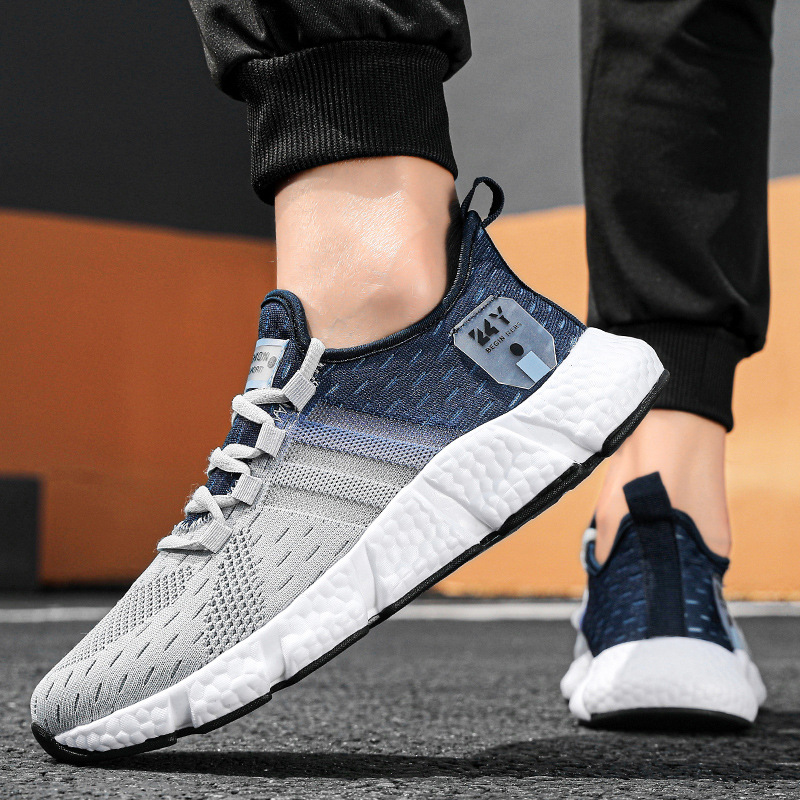 Cross-border live streaming summer and autumn popcorn bottom lightweight sports running outdoor shoes upper trendy men's shoes woven coconut shoes wholesale