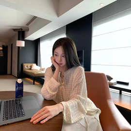 2026新春慵懒风清透感 镂空系带针织衫长袖简约温柔宽松毛衣春秋