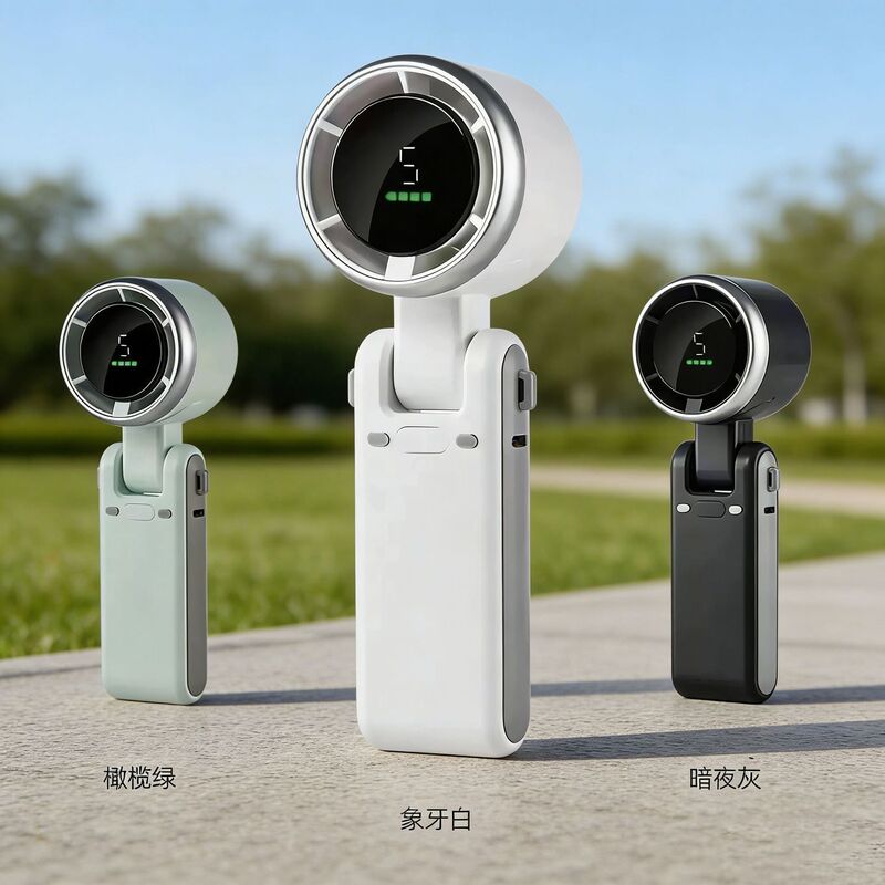 Handheld Fan, Portable, Wearable Around the Neck, Office Desktop Fan, Dormitory Fan, Unisex, with Digital Display, Silent