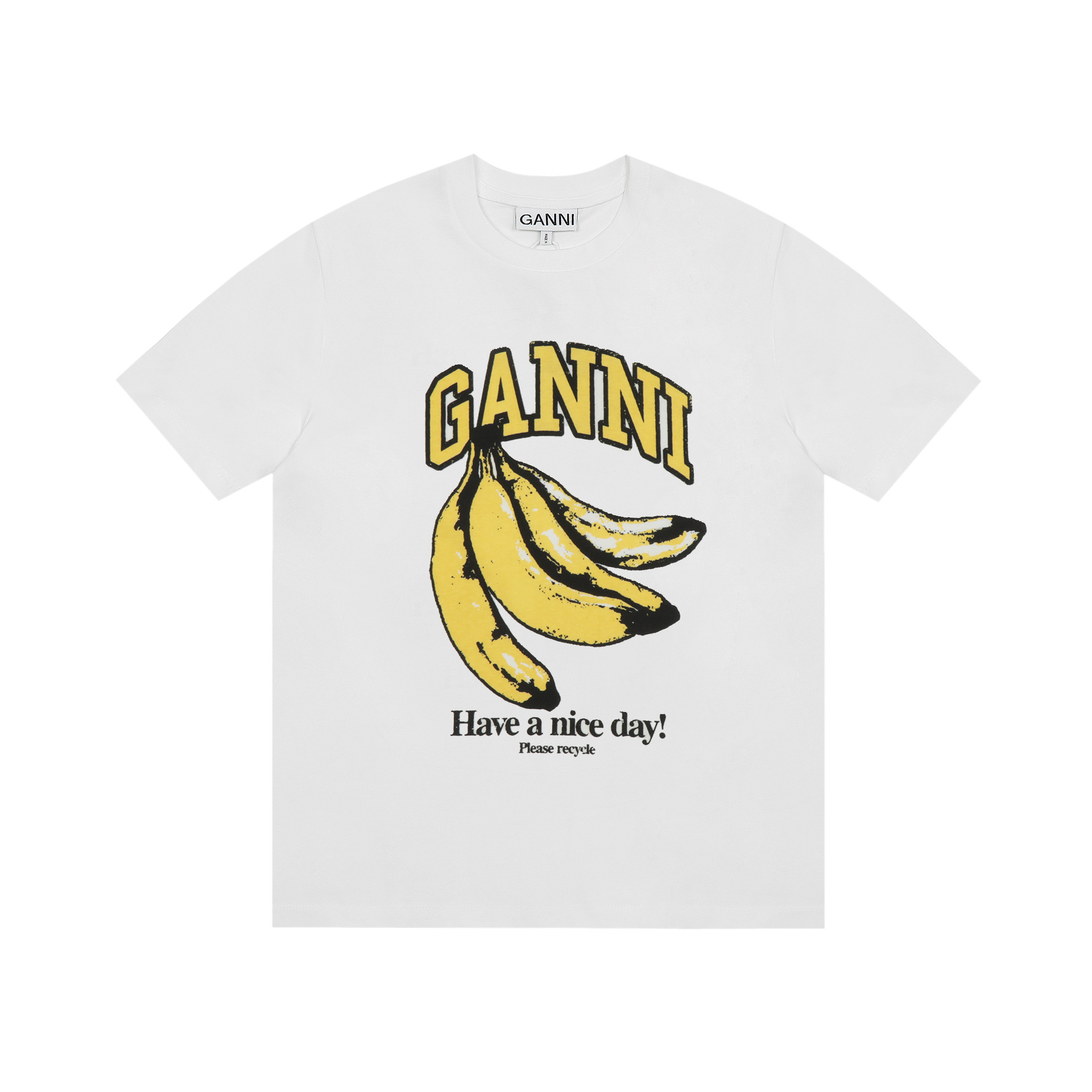 thumbnail for Cross-border GANNI summer new year of the dragon banana flower print short sleeve crew neck t-shirt women's ins with the same style