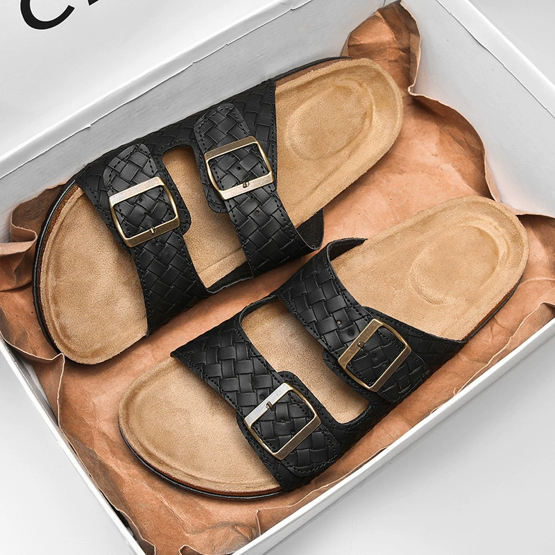 Азиатская легкая роскошь Birken пробковые тапочки Мюллер туфли тканые узоры дикие повседневные пляжные мужские сандалии