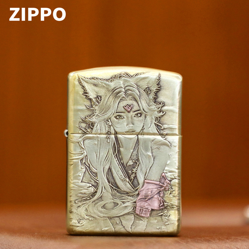 Zippo Zhibao 本物のライターブロンズ九尾キツネ女性パーソナライズされたギフト灯油砥石ギフト卸売|undefined