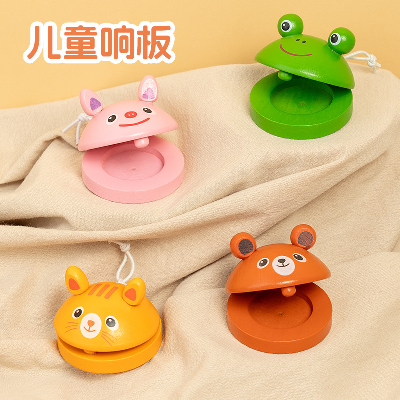 Weiweihu Niños Animales de madera castañuelas Orff Percusión Música para bebés Iluminación Juguetes de educación temprana Montessori