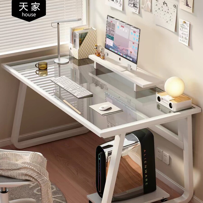 Tempered Glass Office Desk, Simple Modern Computer Desktop, Student Desk, Makeup Desk, Home Economical Writing Desk