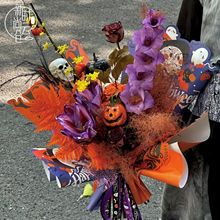 万圣节南瓜鬼脸花束包装纸小怪兽印花装饰diy材料节日礼物包花纸