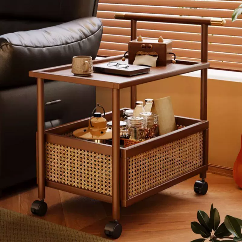 Новая тележка для чайного шкафа, интернет-знаменитость, диван из неплотного дерева, приставной столик, средневековый передвижной журнальный столик, боковой шкаф для гостиной, обеденная тележка