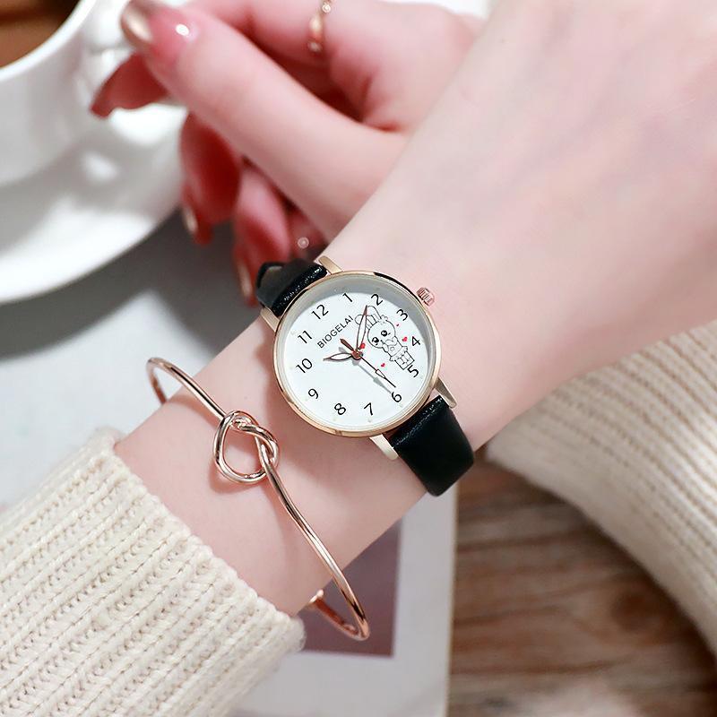 Caramelo color ins mujer estudiante coreano simple reloj de moda Mori chica pequeño conejo fresco pareja reloj al por mayor