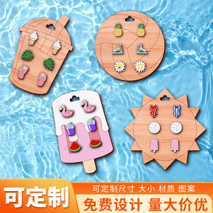 Cross-Border Hot-Selling New Environmentally Friendly Wooden Earrings European Style Personalized Colorful Irregular Wood Piece Splicing Earrings Wholesale