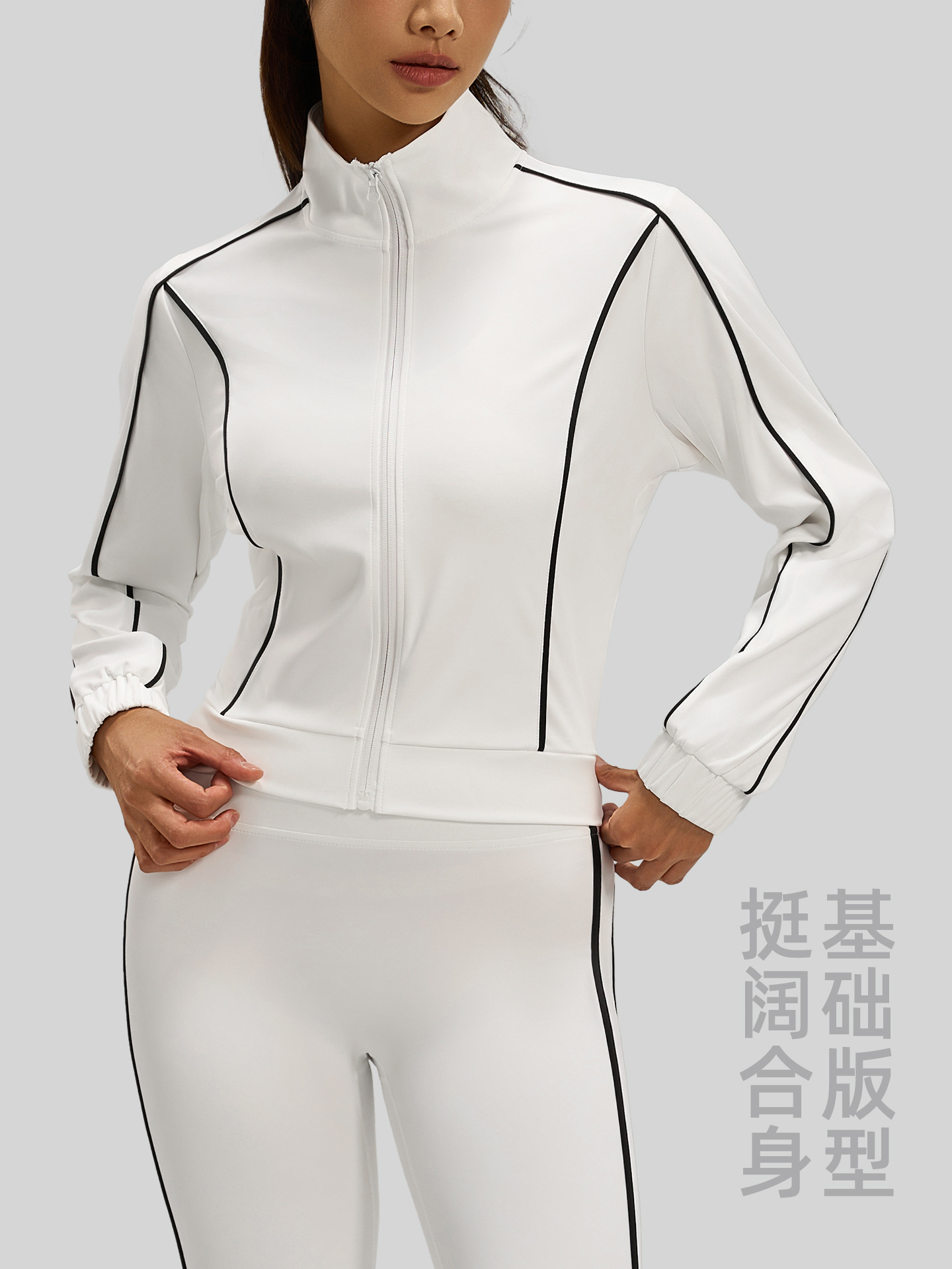 Juyi Tang nuevo cardigán lineal suelto chaqueta primavera y otoño color alto elástico ventilado chaqueta deportiva ocio mujer