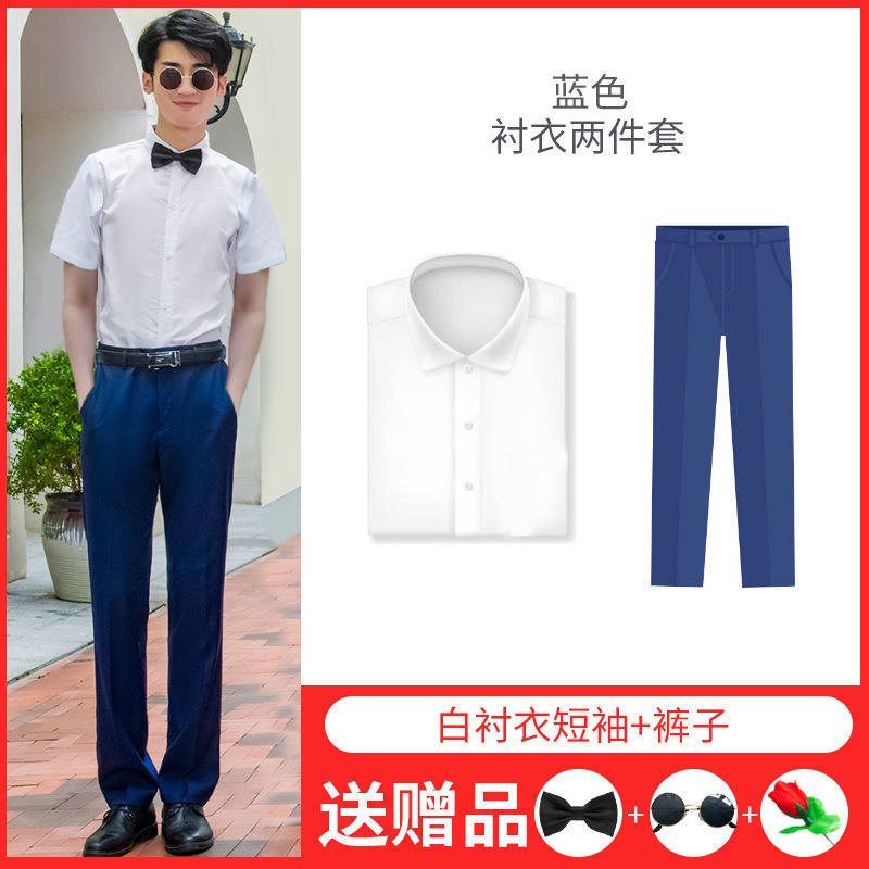 連れ合い服男兄弟団装夏シャツズボン新郎結婚ドレス馬甲三点セットスーツセット|undefined