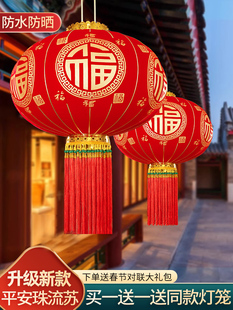 2025 New Year Flocking Red Lantern Balcony Pair of Decorative Spring Festival Outdoor Gate Hanging Palace Lantern Hanging Olympic