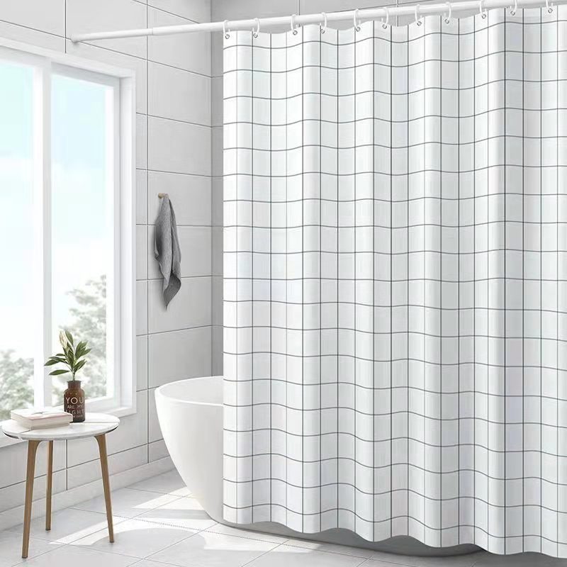 Fabricante en stock suministro de baño Cortina de ducha cortina de partición cortina de puerta de impresión Cortina de ducha PEVA a prueba de moho a prueba de agua instalación sin perforaciones