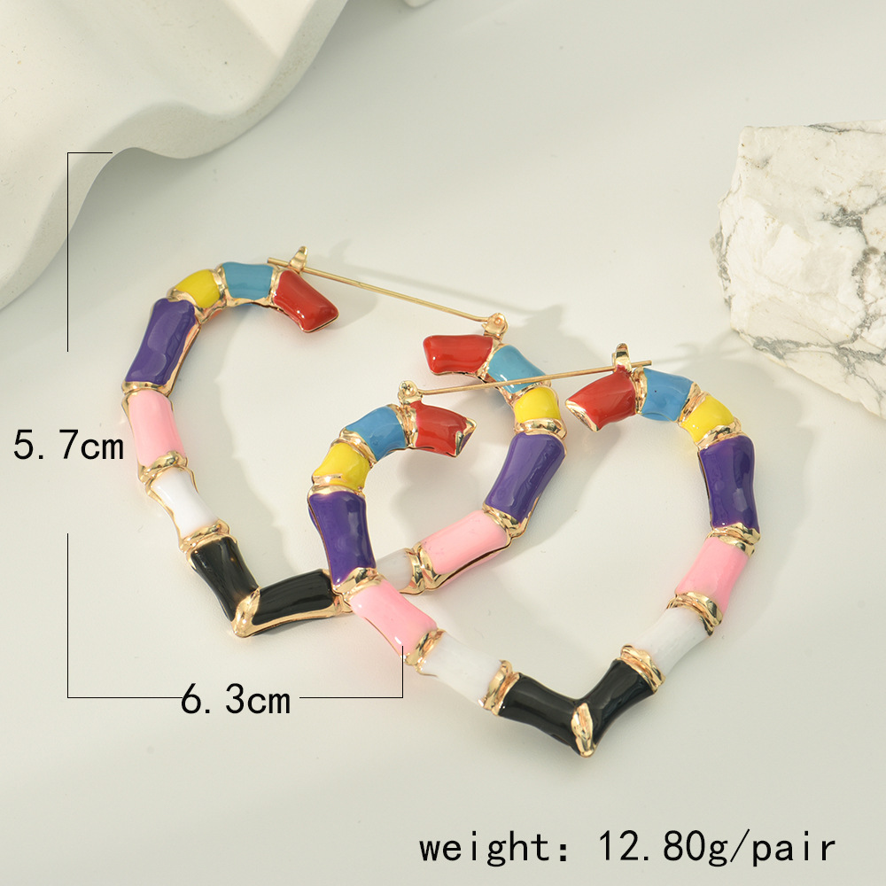 Fashion Round Heart Shape Alloy Enamel Earrings display picture 5