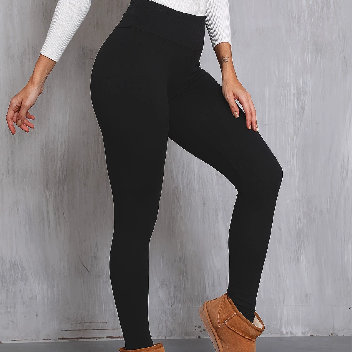 (Граница торговли) , комбинезон для досуга, черные leggins, акулa, брюки, европейский стиль, высокий пояс, размер плюс, узкие, облегающие