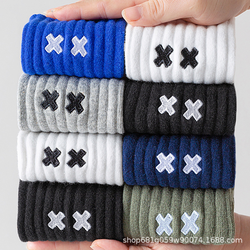 Pure Cotton Socks Men's Autumn and Winter Thick Mid-Calf Socks 10A Antibacterial, Deodorant and Sweat-Absorbent Sports Basketball Socks Long Socks Zhuji