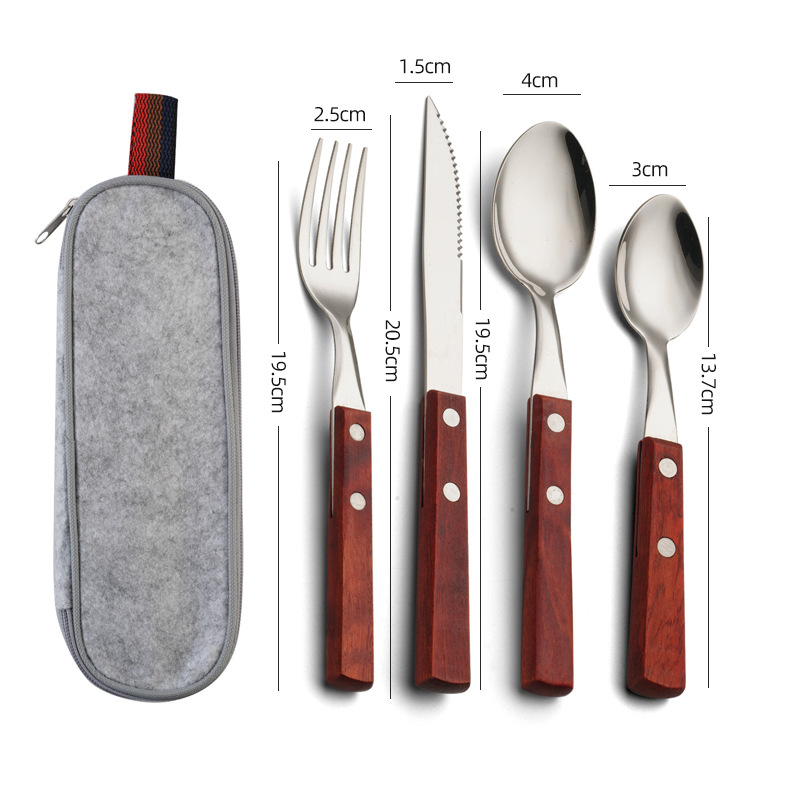 홍목색 휴대용 4종 세트 B형 [포크/수저 430]#】