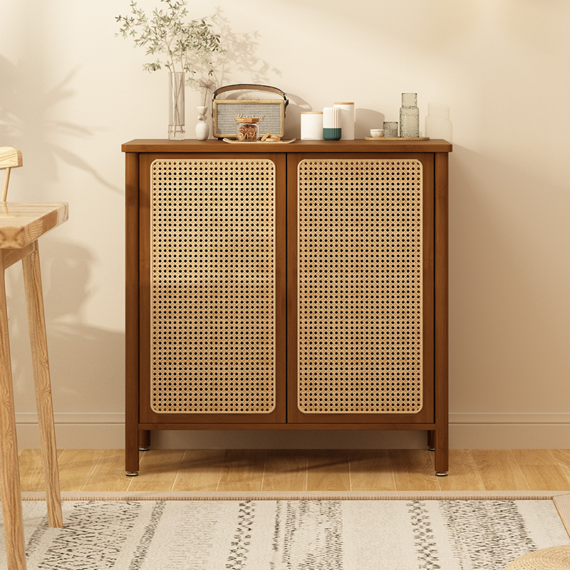 Aparador de ratán para el hogar, gabinete de café para la sala de estar, gabinete de almacenamiento multifuncional para la cocina, gabinete pequeño minimalista moderno con puerta