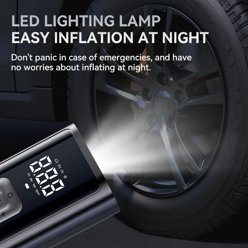 Car-mounted wireless portable multifunctional digital display emergency power bank tire inflator air pump