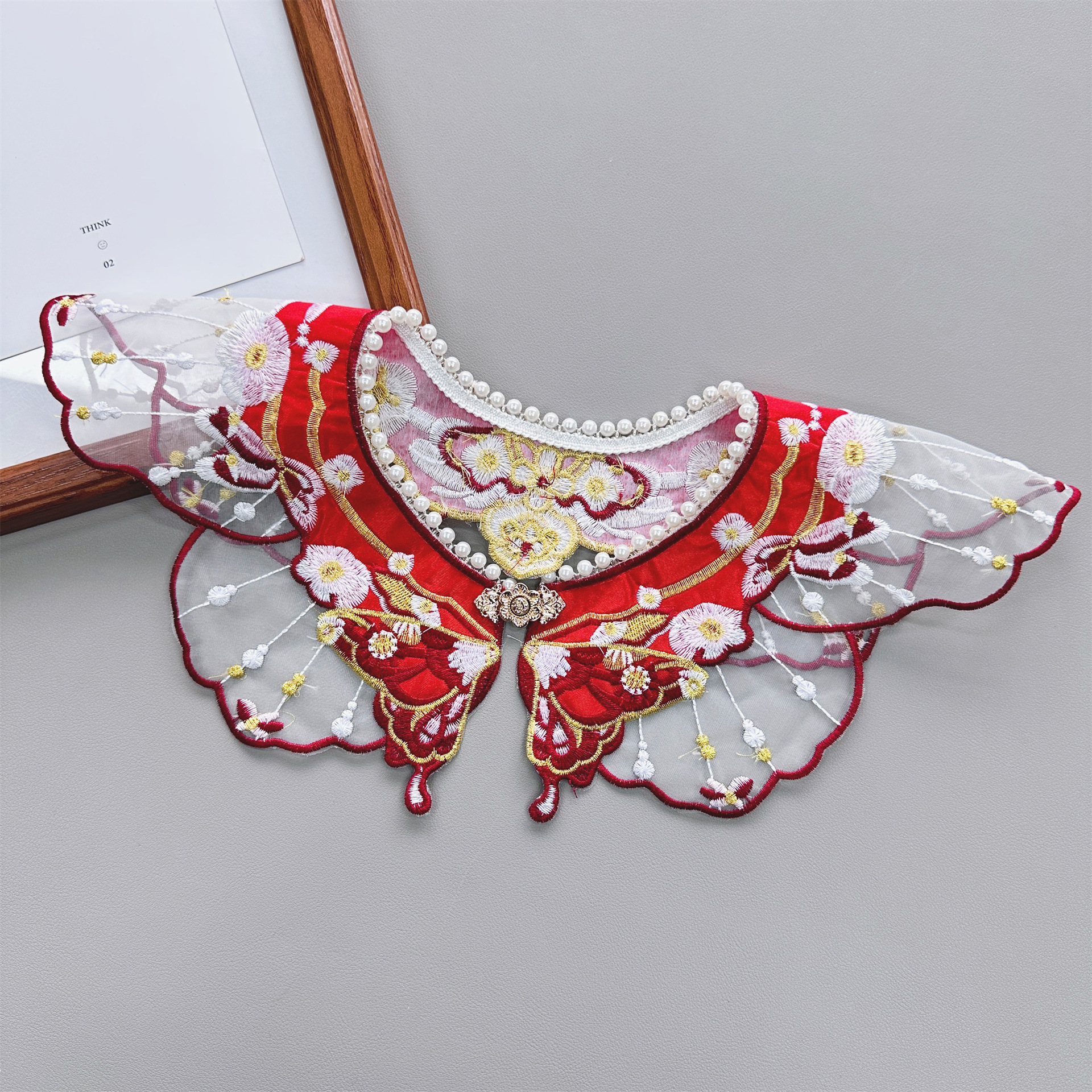 Venta caliente chino retro hanfu caballo cara falda nube hombro mujeres collar flor accesorios niños bordado de color a juego falso collar image 4