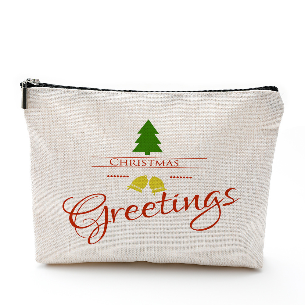 Bolsa de Almacenamiento de Cosméticos y Joyas de Algodón y Lino con Cierre y Estampado de Corazón para Navidad, de Amazon