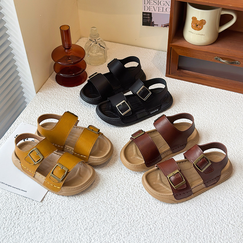 Children's Retro Summer Sandals 2025 New Style Boys and Girls Lightweight Outdoor Medium and Large Kidsren's Beach Shoes Baby Sandals