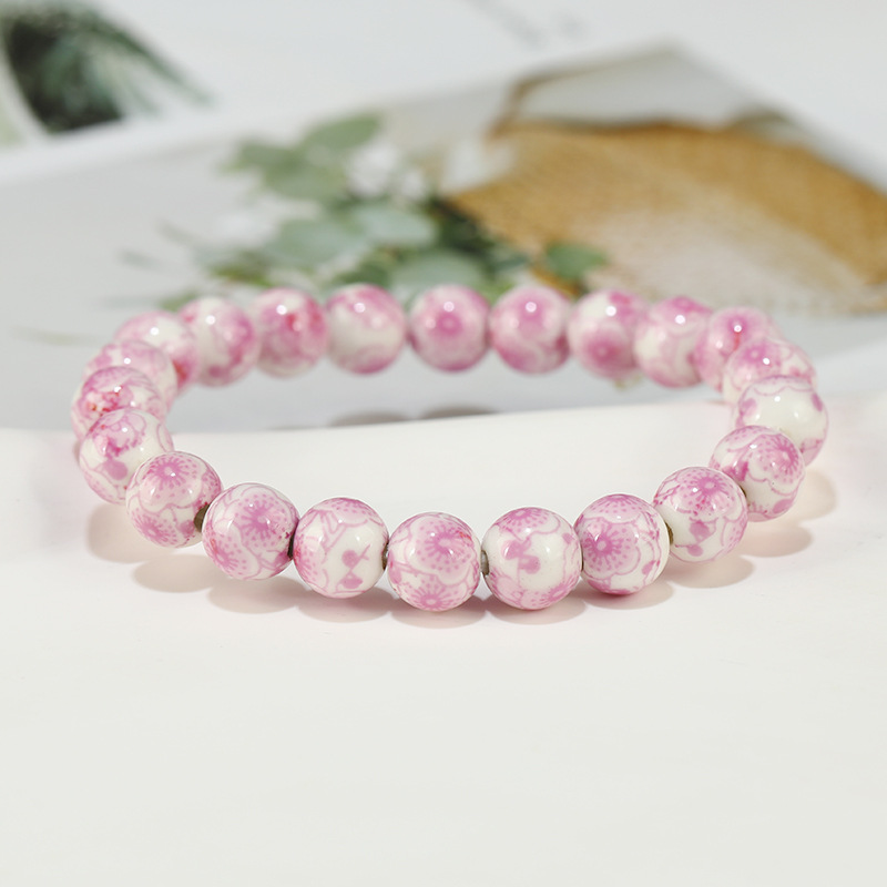 17g Weight ceramics Pendant Material Bracelets Classification Elastic string Chain Material 1 Piece Quantity Holiday, Daily Occasion ceramics Material Flower Pattern Women's Gender Beaded Design Ethnic Style Style Ethnic Style Flower Ceramics Wholesale Bracelets 5