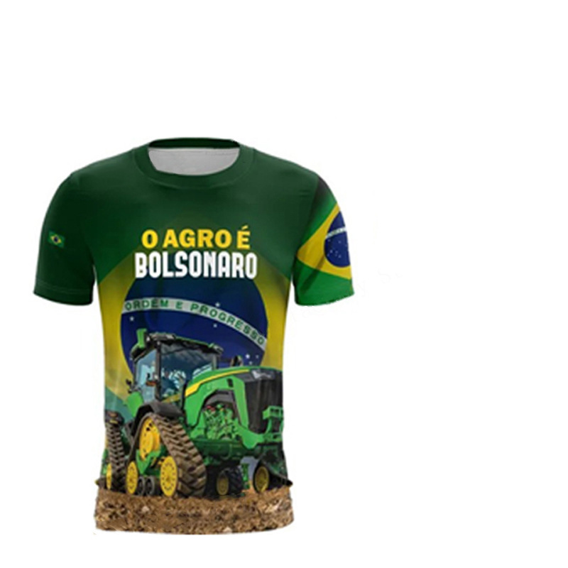 2024 nueva camiseta impresa 3D de la bandera brasileña transfronteriza de los hombres venta caliente transfronteriza estilo brazil flags camiseta