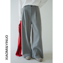 【欧凡】韩版高腰显瘦毛呢休闲裤女冬装加厚宽松阔腿裤九分裤1184