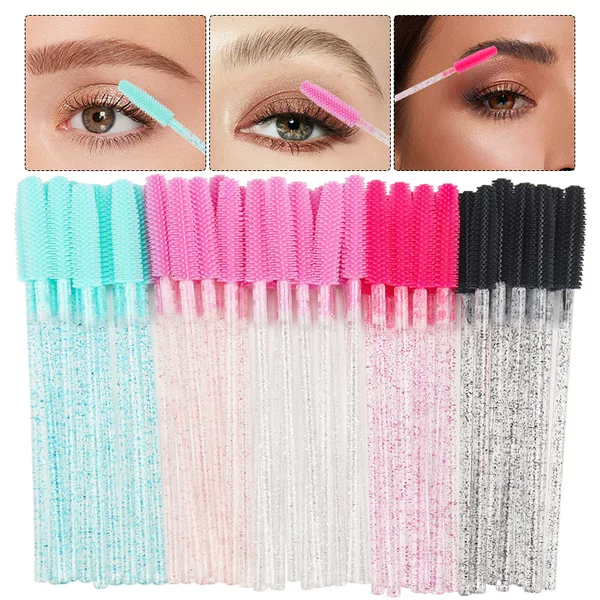 Cross-Border Exclusive Supply of Silicone Eyelash Brushes, 50 Pieces, Specialized for Eyelash Extensions, Eyelash Curling Comb, Colorful Eyelash Beauty Tools