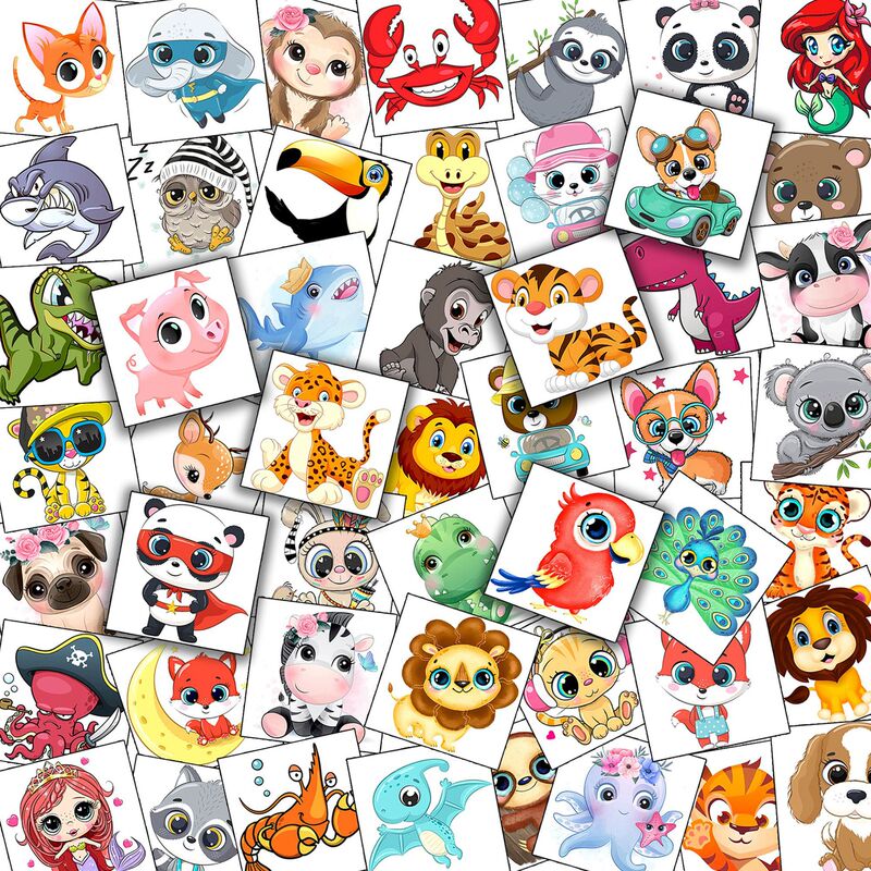 European and American cartoon animal head temporary tattoo stickers, waterproof children's arm stickers, TEMU Amazon Tattoo