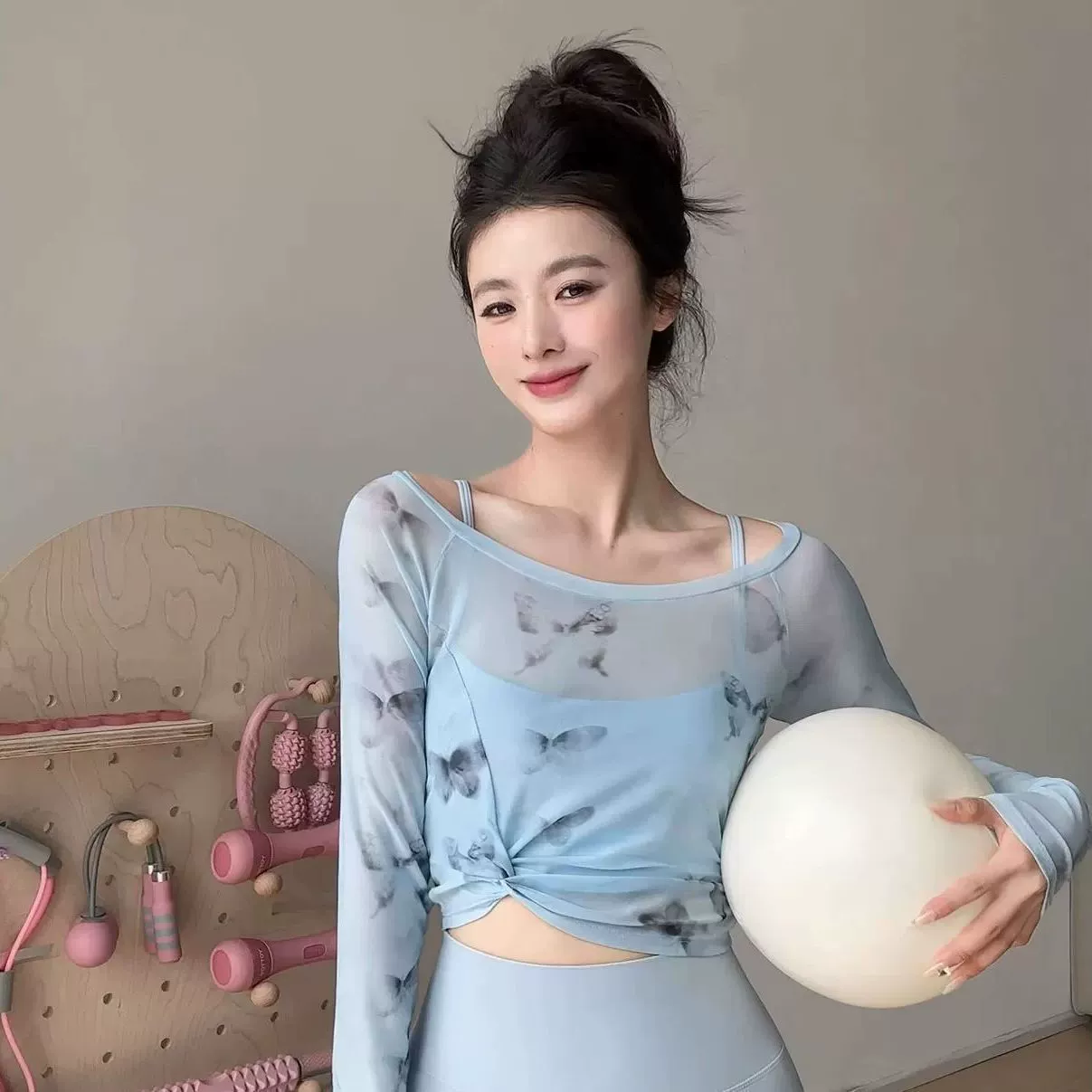 Защита от солнца, сетчатая тонкая летняя новая футболка с принтом бабочки, сексуальный модный топ с длинными рукавами и защитой от солнца