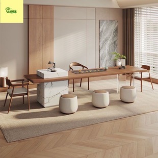 New Modern Simple New Chinese Style Solid Wood Island Tea Table and Chair Combination Home Living Room Office Light Luxury Tea Table